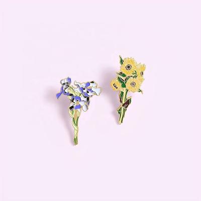 China Europe Custom Metal Valentine's Day flower lapel pin rose enamel pin plant lapel pin wholesale for sale