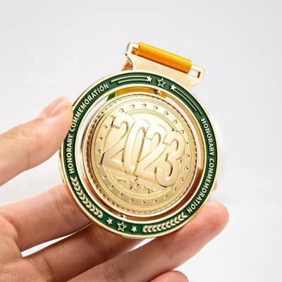 China Europe unique design logo spinner sports medallion custom 3D metal cavity enamel sports custom spinning medal for souvenir for sale