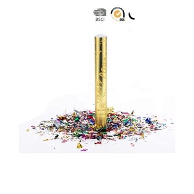 China Birthday Customized LOGO Supplies Metallic Confetti Shooter Cannons Contain Party Serpentine Streamers Wedding Decorations for sale