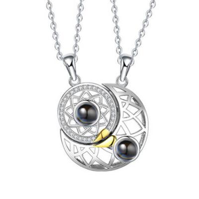 China Fast Delivery Fashion Jewelery Sun And Wedding For Valentine Gifts Magnetic Moon Couple Necklace Projection Europe for sale