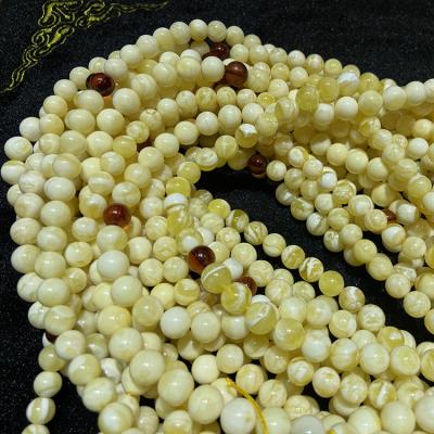 China Natural Round Baltic Pleochroic/Pleochroism Amber Beads High Quality 8-10mm Muslim Rosary Prayer Beads Necklace for sale