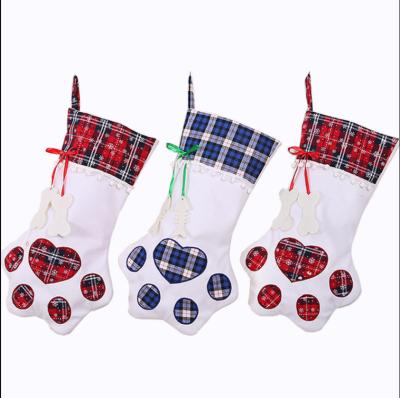 China Festival Decoration Selection Dog Paw Christmas Socks Decoration Layout Supplies Christmas Socks Gift Bag for sale