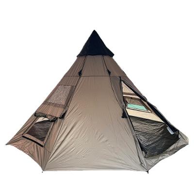 China Extended Type Indiana Camping 6 Person Convenient Tent Pyramid Outdoor Camping Single Layer Hooded Top Tent for sale