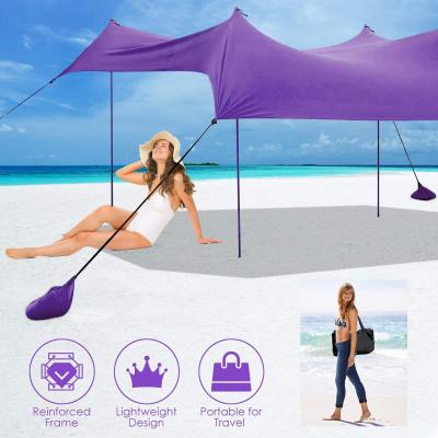 China Extended Type Beach Lycra Canopy 3 Person Outdoor Sunscreen Shade Fishing Camping Tent UV50 With Iron for sale