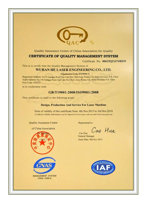 ISO9001:2008 - Wuhan HE Laser Engineering Co., Ltd.