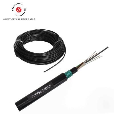 China Dark Duct PE Sheath Fiber Optic Cable GYTY53 / Aerial Single Core 2-144 Pattern For Underwater for sale