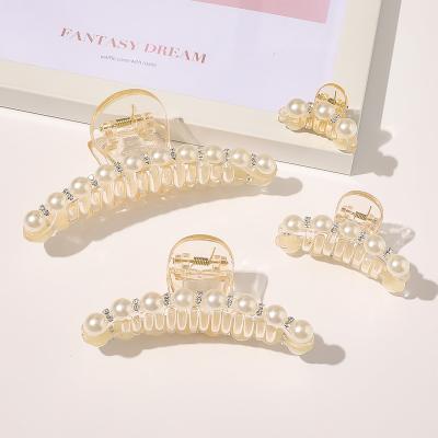 China Women Hair Hands Wholesale Big Large Plastic Pearl Alligator Claw Hair Clips Cheap Price for sale