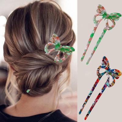 China 12cm Friendly Material Hair U Pin Tortoiseshell Buyao Butterfly Hair Pin Acetate U Pin For Hair for sale