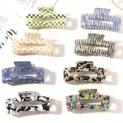 China Women Hair Accessories Custom New Design Hair Clip Plastic Claw Clip For Thick Hair Girls Hair Clip Huge Rectangle for sale