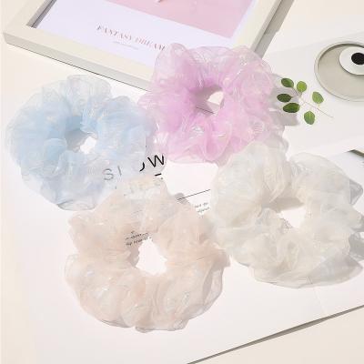 China 2021 Fashionable New Design Summer Hair Scrunchies Large Flower Chiffon Elastic Hair Ties for sale