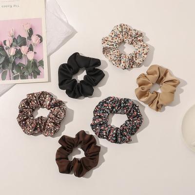 China Fashion Size Custom Luxury Quality Flower Silk Hair Scrunchies Elastic Band Hair Scrunchies for sale