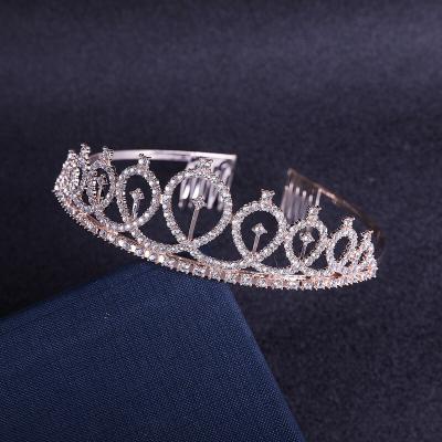 China Wedding Accessorize Marry Tiara With Comb Bridal Tiara Charms Luxury Birthday Party Crown Tiara Rose Gold for sale