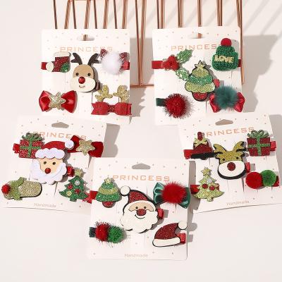 China 5Pcs/Set Christmas Gifts Durable Cute Cartoon Hairpin BB Clip Ornament For Girls Christmas Hair Clip for sale