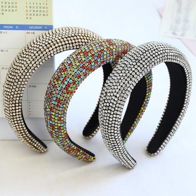 China Luxury Shiny Padded Headband Diamond Hairband Friendly Material Hair Accessories Party Wwedding for sale