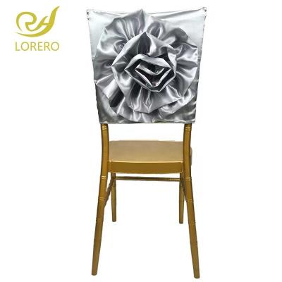 China Factory Simple Polyester Lorero Satin Rosette Shiny Chair Cowl For Wedding Wedding Decoration for sale