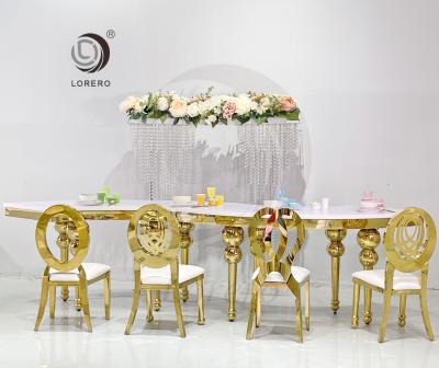 China (Size) party event gold stainless steel frame half moon s shape adjustable cheap wedding kid table for sale