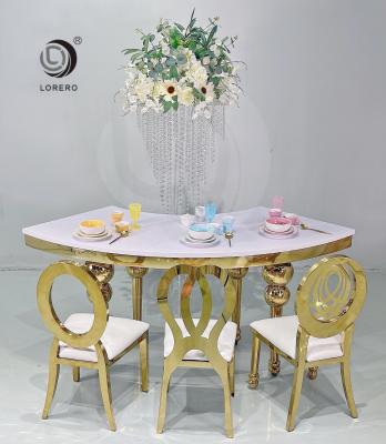 China (Size) Party Event Stainless Steel Frame Adjustable Luxury Gold Half Moons Wedding Kid Table for sale