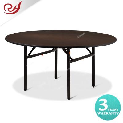 China Hotel restaurant solid wood dining table, round design restaurant table wooden folding banquet table for sale