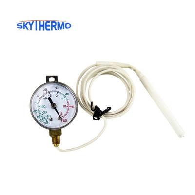 China HVAC Case Dial 50mm Capillary Thermometer HVAC Use Dial Thermometer SS With PVC Coated -40+60F/C Capillary for sale