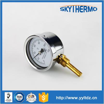 China Industrial Bimetal Pipe Hot Water Thermometer Temperature Gauge With Metal Probe for sale