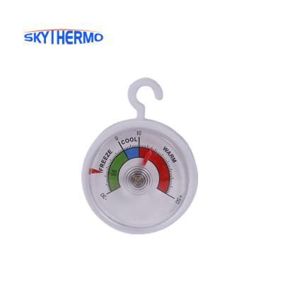 China Small Refrigerator Plastic Dial Thermometer Bimetal Indoor Thermometer Easy To Read -30+50C Round Needle Type for sale