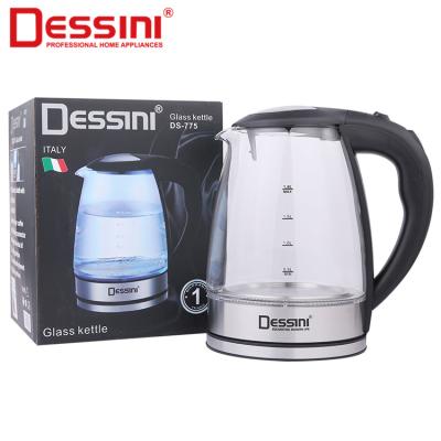 China 360 Degree Base DESSINI Home Appliance 1.8L Wholesale Rotating Water Heater Household Electric Glass Kettle for sale