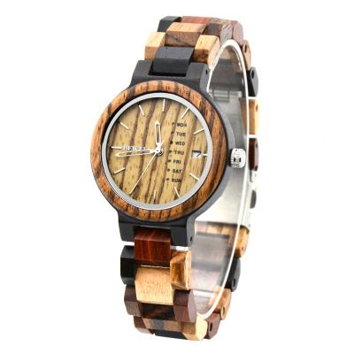 China New Design Luxury Wooden Women's Automatic Wrist Watch Women's Colorful Date Wooden Watches For Women Luxury for sale