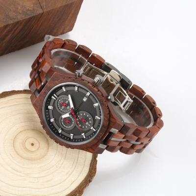 China Luxury Wooden Men's Watch Classic Multifunctional Mens Chronograph Factory Water Proof Wristwatches for sale