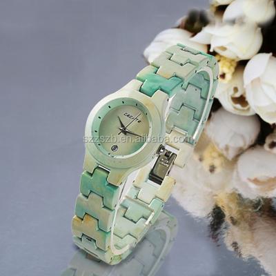 China Automatic date white hardware white granite, marble and jade unique taste, make the skin cool ladies quartz watch for sale