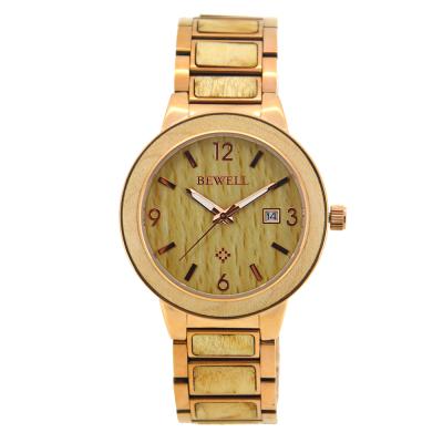 China Best Quality Auto Date Gold Watches Stainless Steel Watch Band Mens Water Resistant Stainless Steel Wood Watch for sale