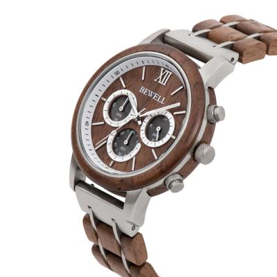 China Wholesale 43mm Chronograph Best Quality Stainless Steel Water Resistant Wooden Back Watch Bezel Stainless Steel Watches for sale