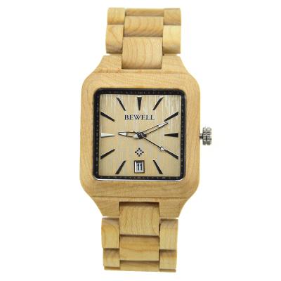 China Dropship Date Square Dial Popular Design Automatic Watch Mens Womens Square Date Watch White Square Natural Wood Watch for sale