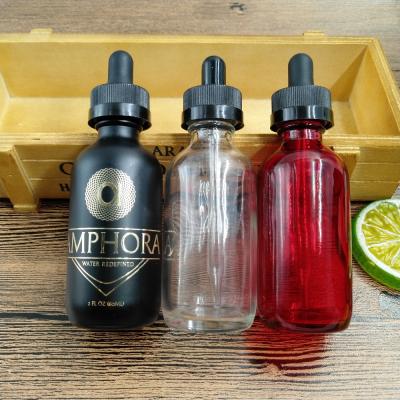 China Eliquid Sale Essential Oil Glass Bottle And Dropper 60ml Empty Red Black Glass Oil Bottle for sale