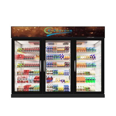 China Single-Temperature Guangdong Manufacture Commercial 3 Doors Upright Refrigerated Cabinet Cooler For Beverage for sale