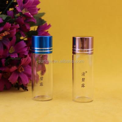 China Personal Care 12ml Essential Oil Glass Bottles With Cap Silk Screen Printing Aluminum Tube Glass Bottles for sale