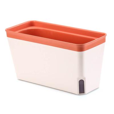 China BRICE Modern Rectangle Flower Pots Self Watering Absorbent Cotton Self Watering Plant Plastic Indoor Self Watering Lazy Pot for sale