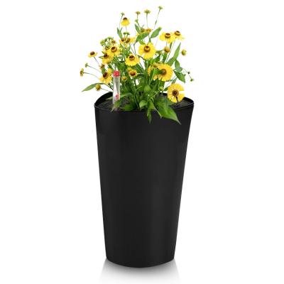 China BRICE Black Modern Balcony Garden Large Plant Flower Pots Indoor Plastic Planters for sale