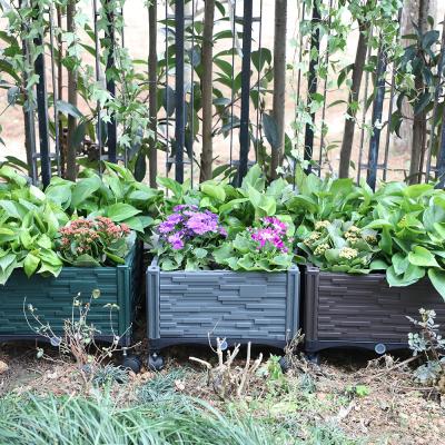 China Tall Planter Boxes For Privacy Gray Rectangular Planter Box With Legs Raised Garden Planters Vegetable Bowl On Legs for sale