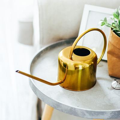 China Modern Style Watering Pot Watering Can Long Spout Decorative Copper Stainless Steel 1.5L Gold Colored 40oz Water Cans Garden Daily Watering Tools Metal for sale