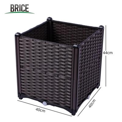 China Square High Plastic Planter Brown Garden Planting Box, Indoor And Outdoor High Plastic Planting Box For Flowers And Grass for sale