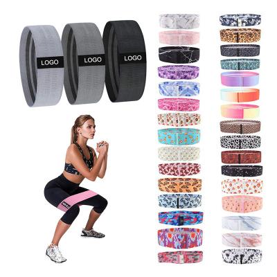 China Bitjoy Custom Fitness Logo Printed Yoga Gym Exercise Non-Slip Resistance Bands For Legs Glutes Booty Hip Cloth Resistance Bands Set for sale