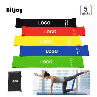 China Bitjoy Logo Elastic Bands Custom Resistance Slip Bands For Fitness Bandas Elastica Gym Workout Exercise Latex Band Resistance Bands for sale