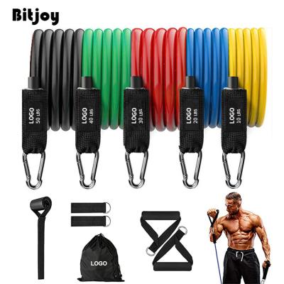 China 11 Pcs Resistance Bands Set Wholesale Customized Bitjoy 11pcs Yoga Gym Fitness Workout Exercise Resistance Bands With Handle for sale