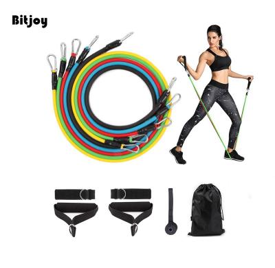 China 11 Pcs Resistance Bands Set Custom Bitjoy Logo Non-Slip Gym Fitness Workout Exercise Customized Resistance Bands Set For Yoga for sale