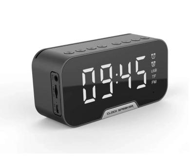 China Dimmable Wireless Wireless Display Hands Free Double Alarm Clock Bluetooth Speaker Clock Calling Speaker for sale