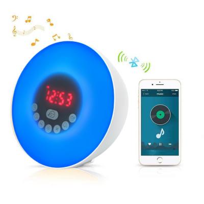 China Sunrise Alarm Clock Bluetooth Radio Speaker , Smart Wake Up Digital Light Sleeping Alarm Clock with Sunset Simulation and FM Radio for sale