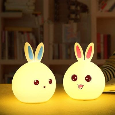 China Smart USB Rabbit Touch Sensor Tap Control Silicone Night Light Kids Bedside Lamp Light Fill Night Light For Baby Kids Gift for sale