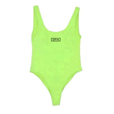 China Antibacterial Women's Custom Classic Cute Sporty Ladies High Leg Color Fluo Swimwear One Piece Beach Wear for sale