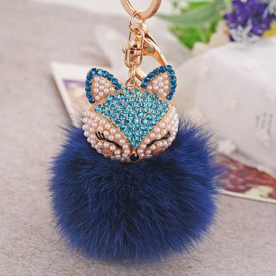 China Cute Fox Pom Pom Keychain 8cm Faux Fasion Faux Fur Multicolor Hairy Rabbit Ball Fashion for sale