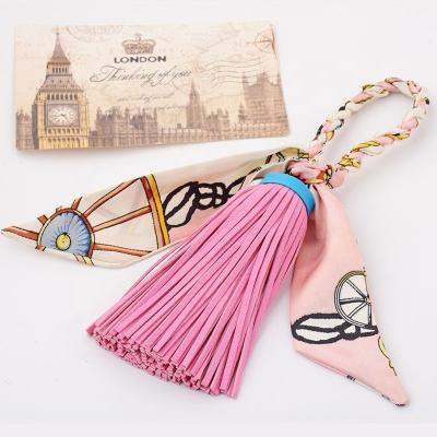 China Souvenir Gifts Promotion Multi Colors Tassel Key Ring Cute Accessory Bag PU Leather Keychains For Promotion Gift for sale